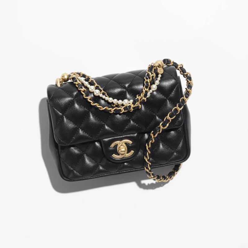 Mini Flap Bag with Pearl Top Handle Chain AS4385