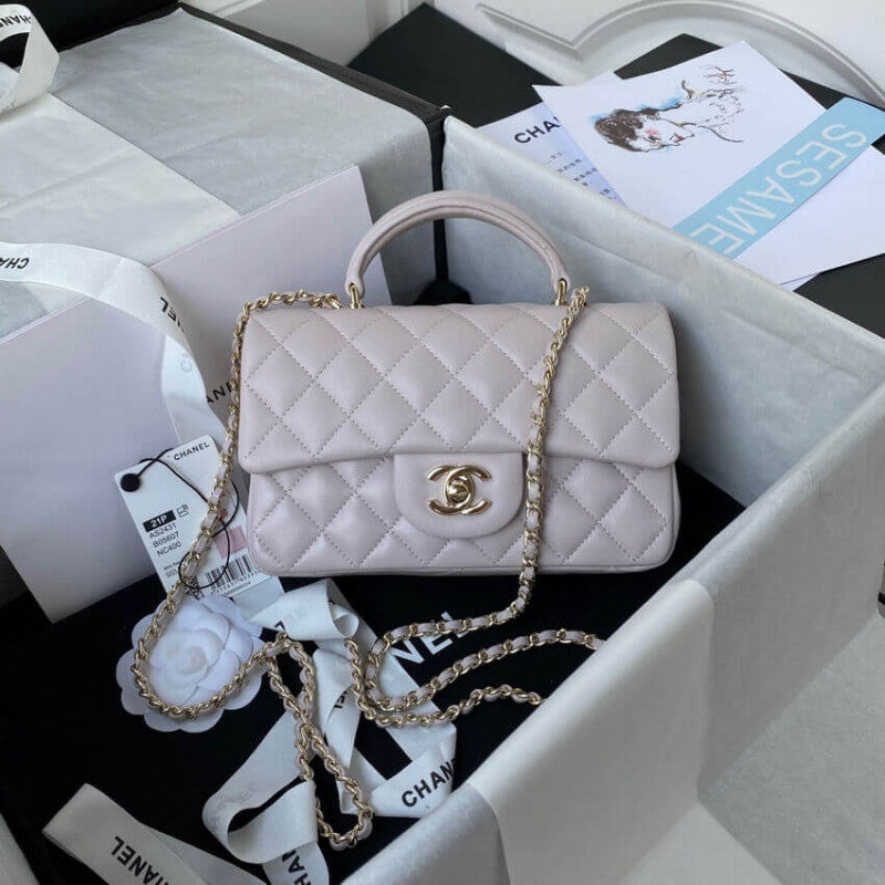 Mini Flap Bag With Top Handle AS2431 in Iridescent Lambskin