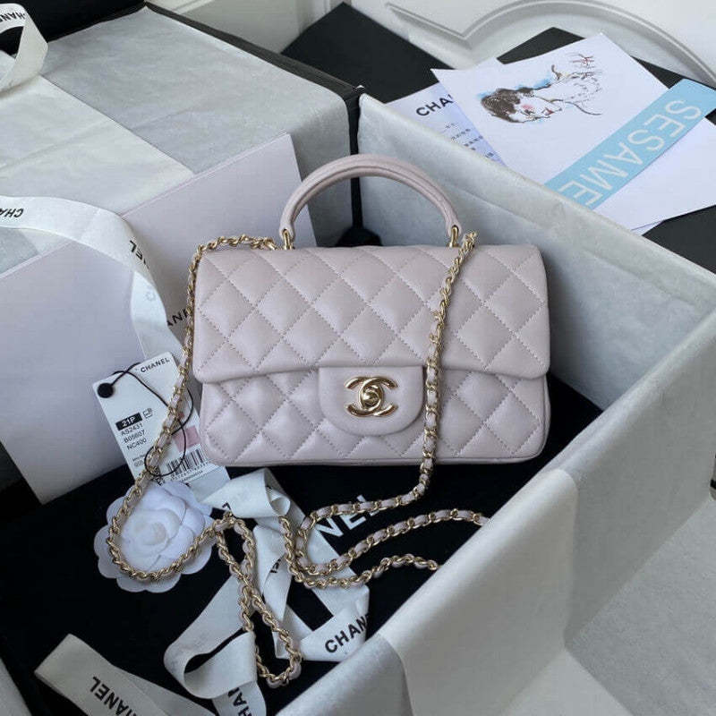 Mini Flap Bag With Top Handle AS2431 in Iridescent Lambskin