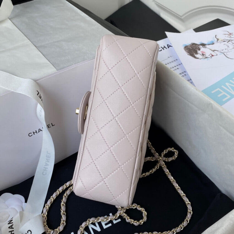 Mini Flap Bag With Top Handle AS2431 in Iridescent Lambskin