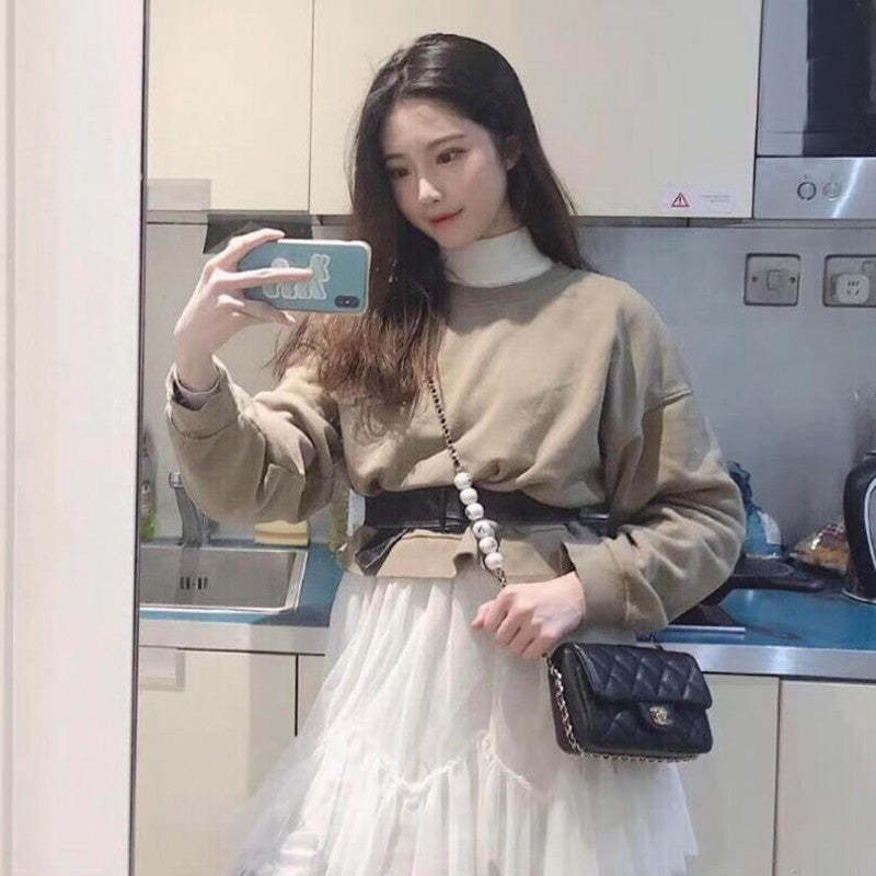 Small Pearl Logo Strap Flap Bag AS1436 Black