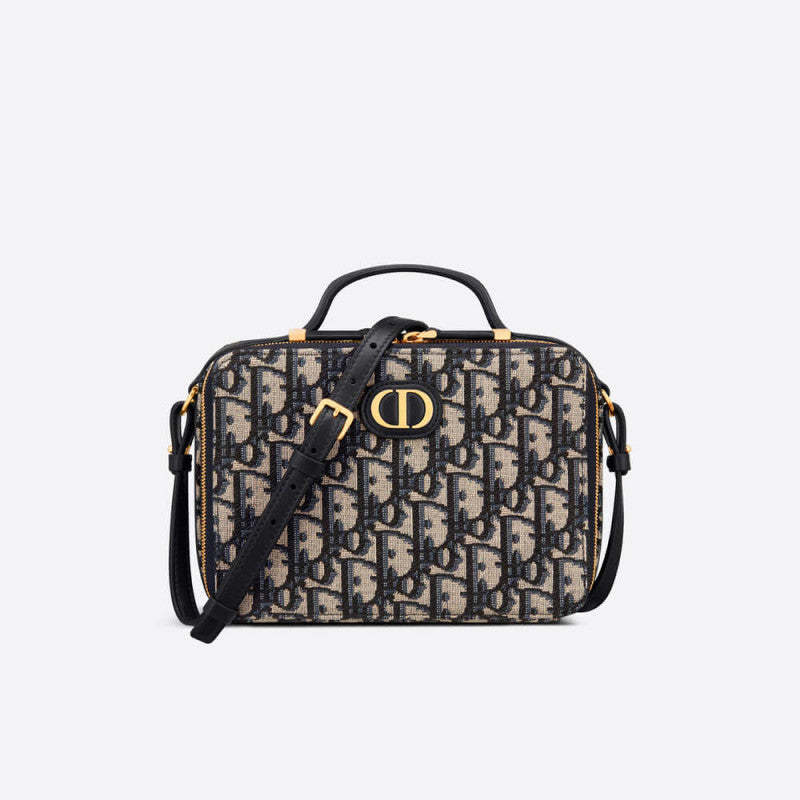 30 Montaigne Box Bag Blue Oblique Jacquard S2141