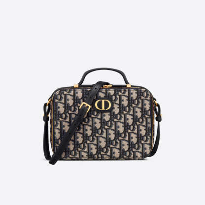 30 Montaigne Box Bag Blue Oblique Jacquard S2141