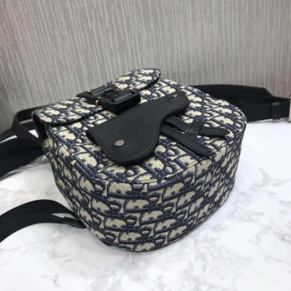 Mini Saddle Backpack Navy Blue Oblique Jacquard 1AD086