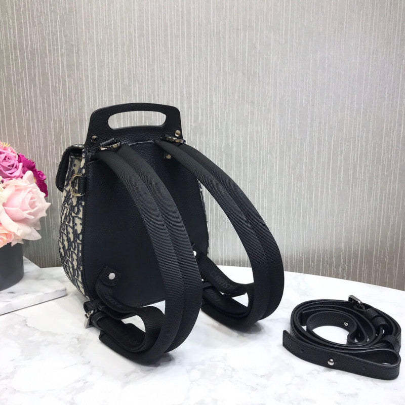 Mini Saddle Backpack Navy Blue Oblique Jacquard 1AD086