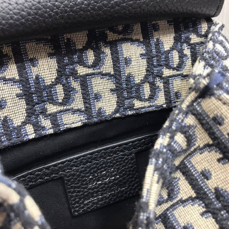 Mini Saddle Backpack Navy Blue Oblique Jacquard 1AD086