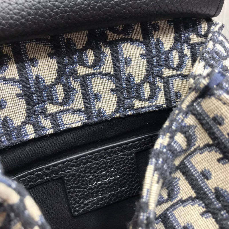 Mini Saddle Backpack Navy Blue Oblique Jacquard 1AD086