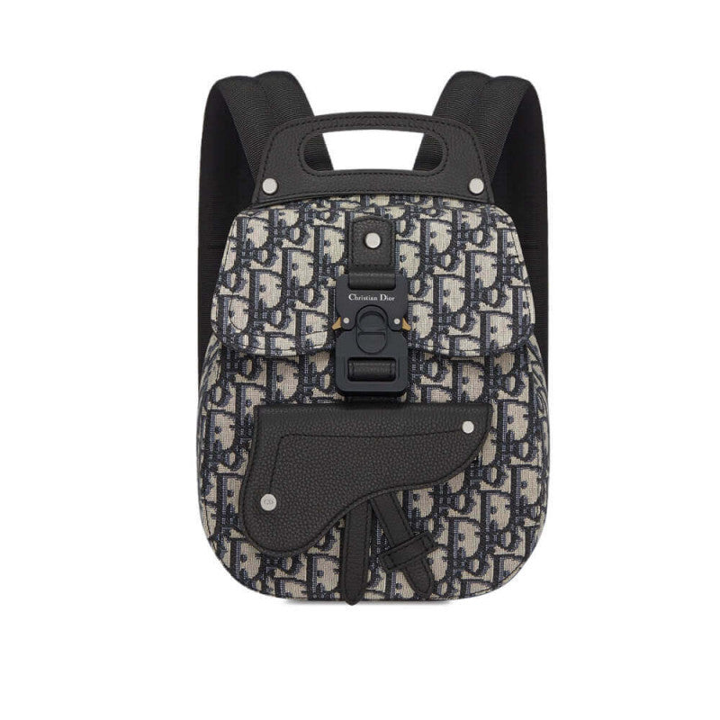 Mini Saddle Backpack Navy Blue Oblique Jacquard 1AD086