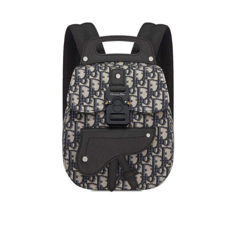 Mini Saddle Backpack Navy Blue Oblique Jacquard 1AD086