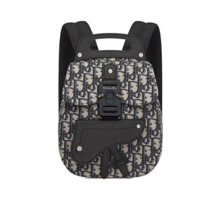 Mini Saddle Backpack Navy Blue Oblique Jacquard 1AD086