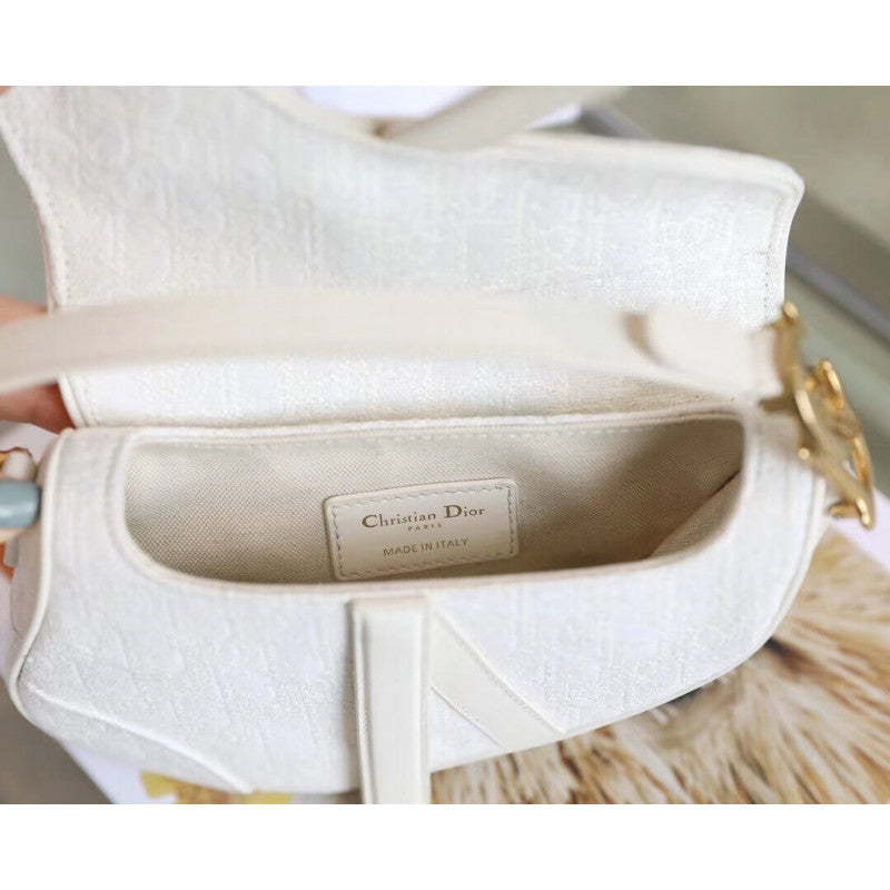 Mini Saddle Bag in White Oblique Jacquard M0447
