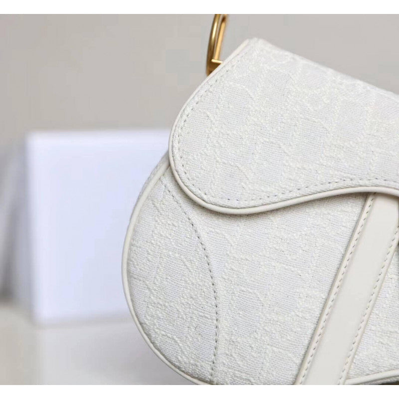 Mini Saddle Bag in White Oblique Jacquard M0447
