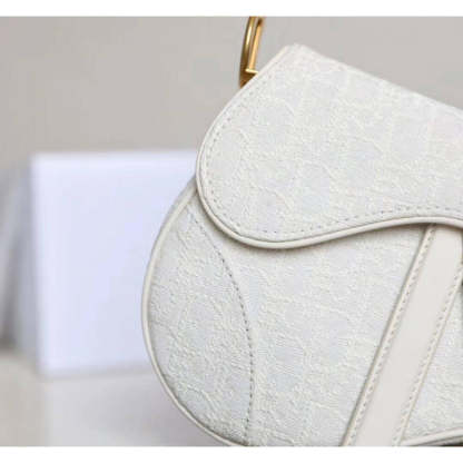 Mini Saddle Bag in White Oblique Jacquard M0447