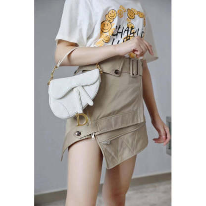 Mini Saddle Bag in White Oblique Jacquard M0447