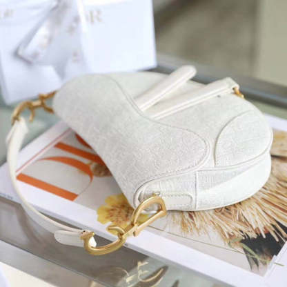 Mini Saddle Bag in White Oblique Jacquard M0447