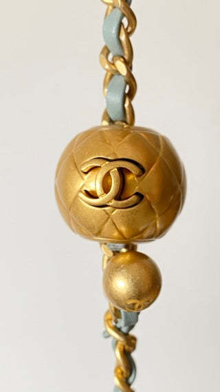 CC 25 classic flap bag 20 mini gold ball soft pastel green calfskin