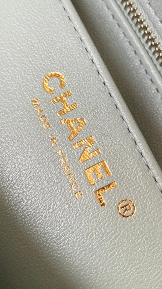 CC 25 classic flap bag 20 mini gold ball soft pastel green calfskin