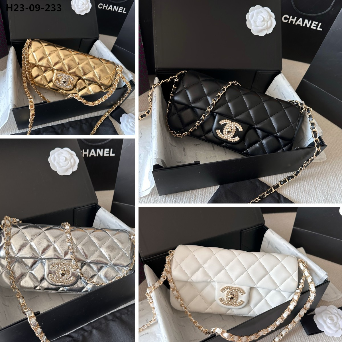 CC PEARL CLUTCH WITH CHAIN WHITE 25CM