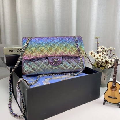 CC METALLIC SMALL FLAP BAG WITH TOP HANDLE MULTICOLOR 25CM