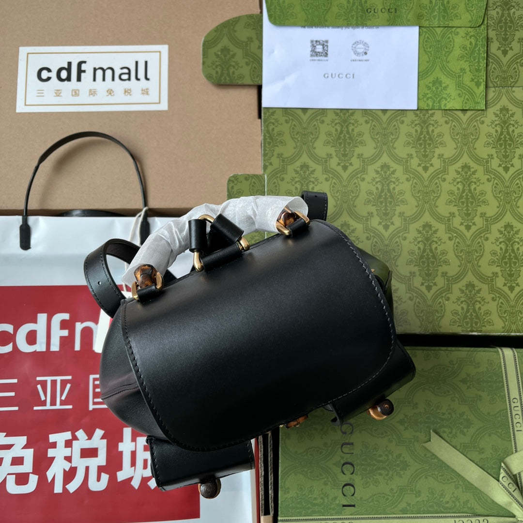 gg Bamboo Small Backpack Black For Women, Women’s Bags 8.6in/22cm gg ‎702101 UZY0T 1000