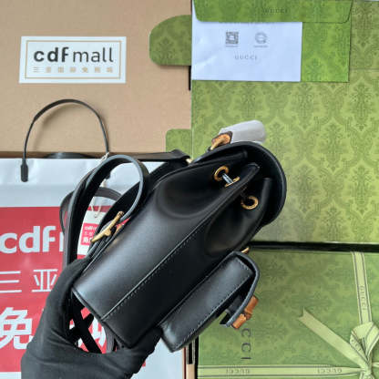 gg Bamboo Small Backpack Black For Women, Women’s Bags 8.6in/22cm gg ‎702101 UZY0T 1000
