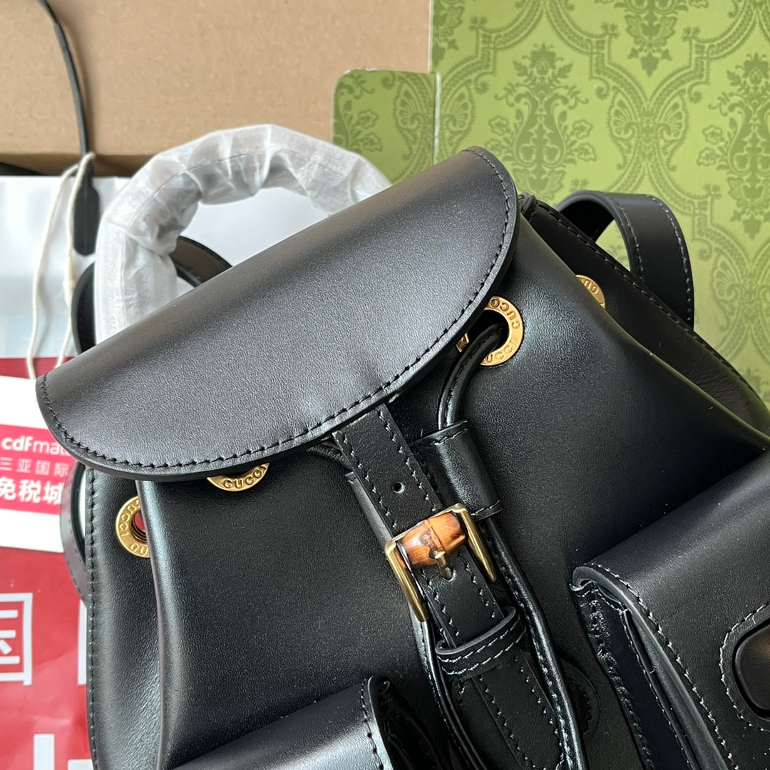 gg Bamboo Small Backpack Black For Women, Women’s Bags 8.6in/22cm gg ‎702101 UZY0T 1000