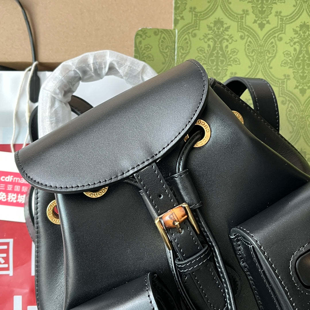 gg Bamboo Small Backpack Black For Women, Women’s Bags 8.6in/22cm gg ‎702101 UZY0T 1000