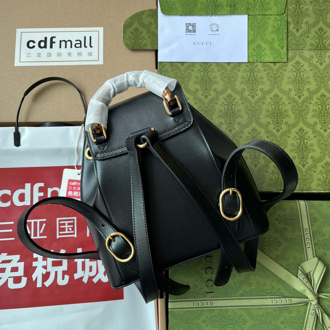 gg Bamboo Small Backpack Black For Women, Women’s Bags 8.6in/22cm gg ‎702101 UZY0T 1000