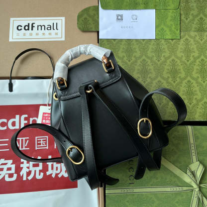 gg Bamboo Small Backpack Black For Women, Women’s Bags 8.6in/22cm gg ‎702101 UZY0T 1000