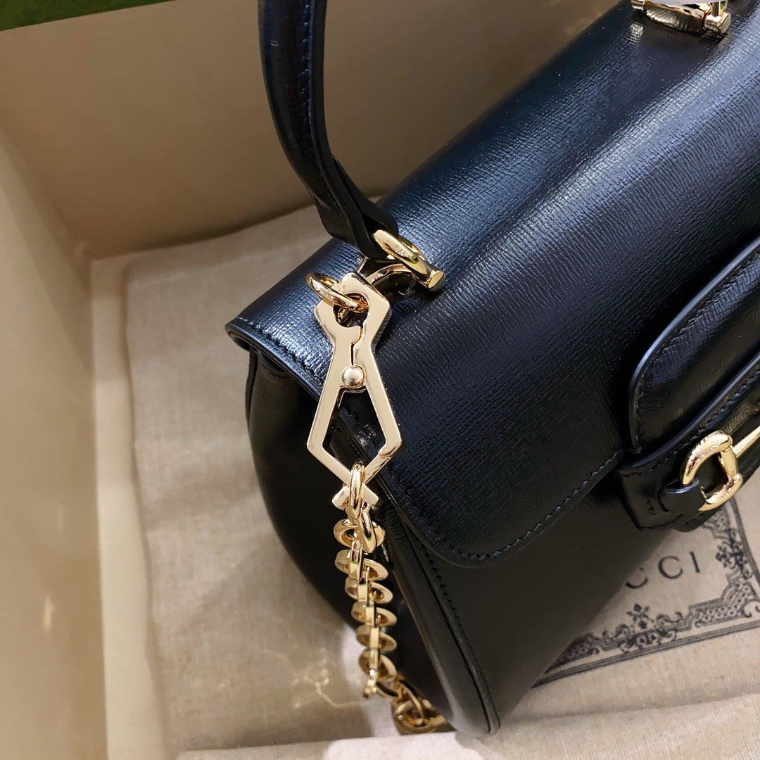 gg Horsebit 1955 Mini Bag Black For Women, Women&#8217;s Bags 8.7in/22cm gg 703848 AAA7G 1000