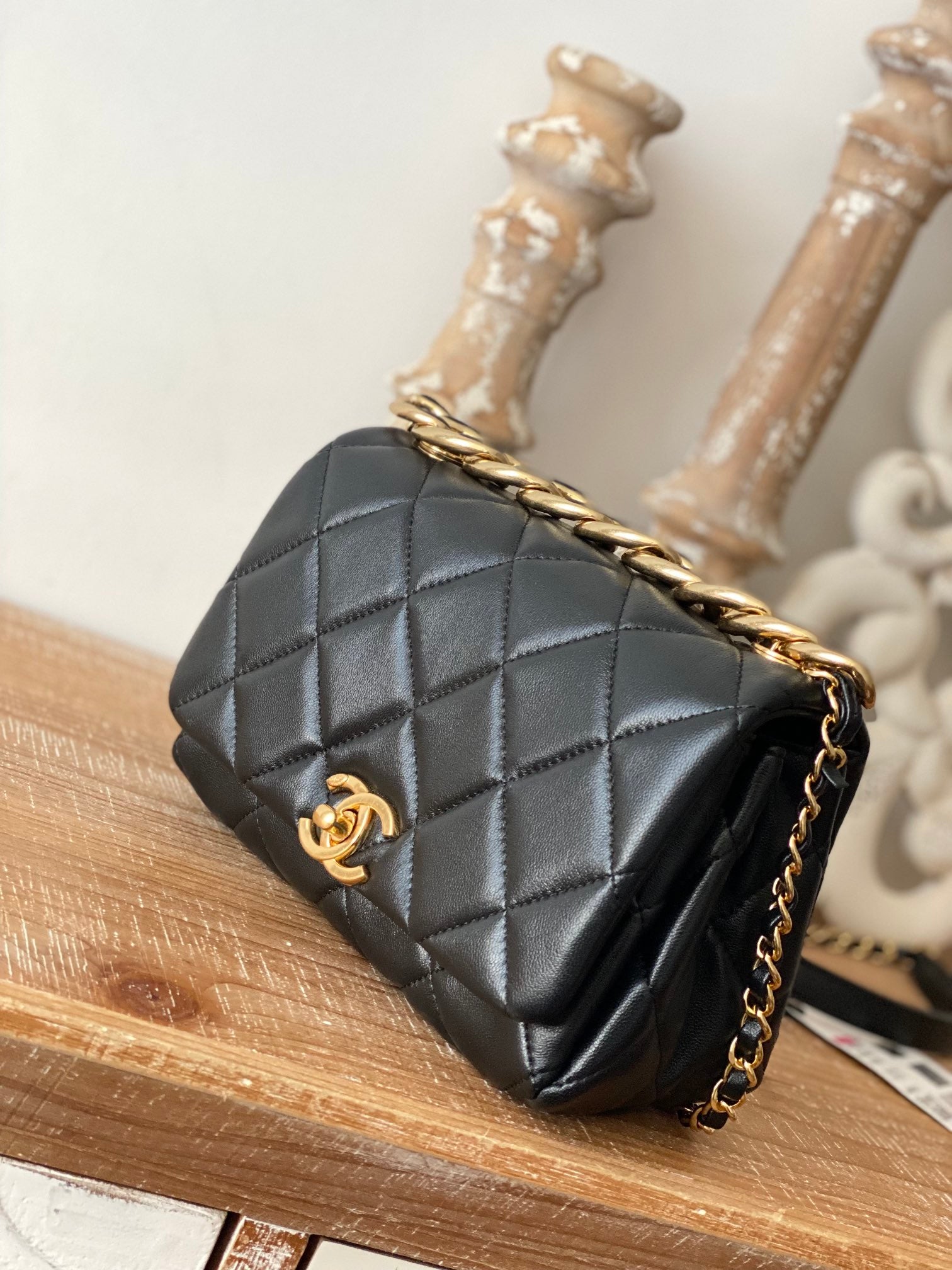 CHL Classic Diamond Flap Bag Black For Women, Women’s Bags 9.1in/23cm