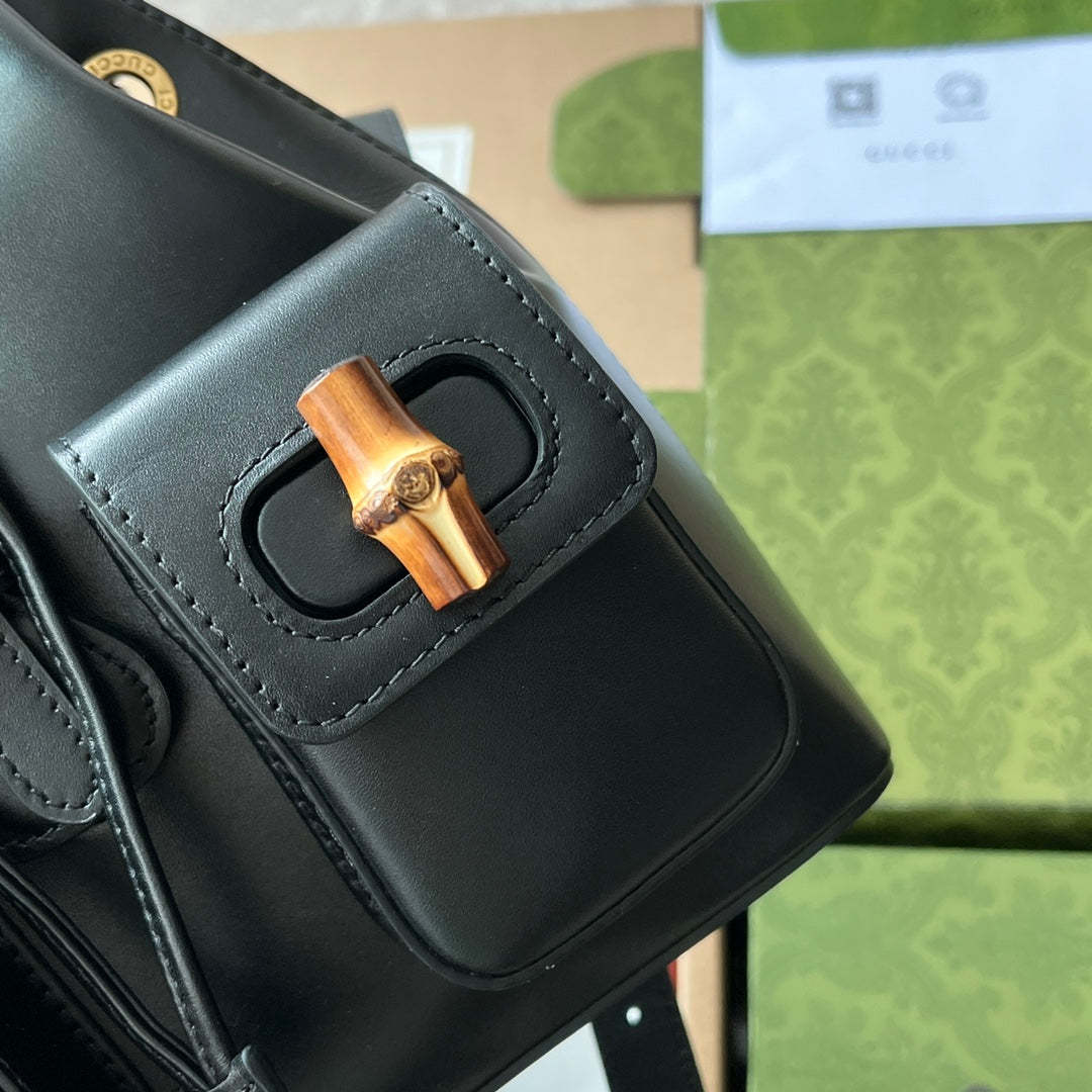 gg Bamboo Small Backpack Black For Women, Women’s Bags 8.6in/22cm gg ‎702101 UZY0T 1000