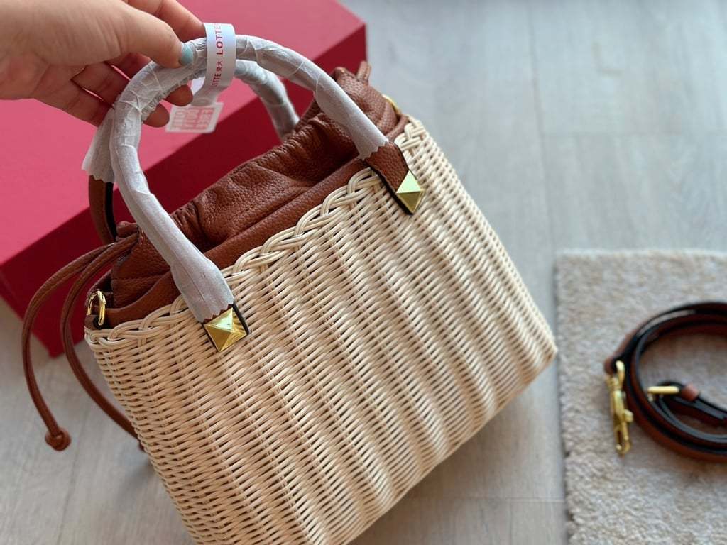VLA 25CM BEIGE GARAVANI WO VLOGO SMALL WICKER BASKET BAG