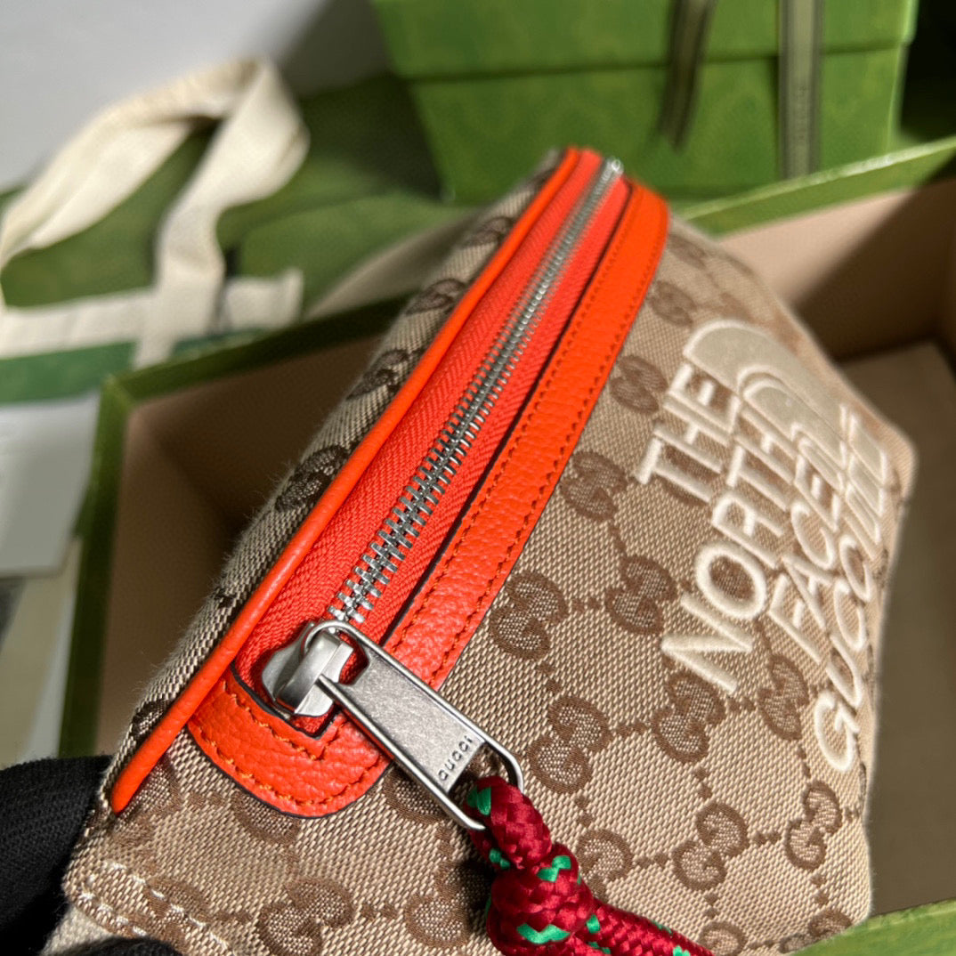gg The North Face x gg Belt Bag Beige And Ebony Original gg Canvas For Women 8.7in/22cm 650299 GY5UN 8895
