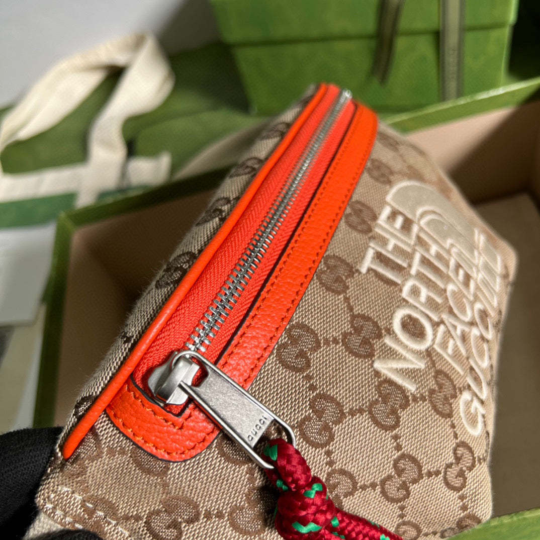 gg The North Face x gg Belt Bag Beige And Ebony Original gg Canvas For Women 8.7in/22cm 650299 GY5UN 8895
