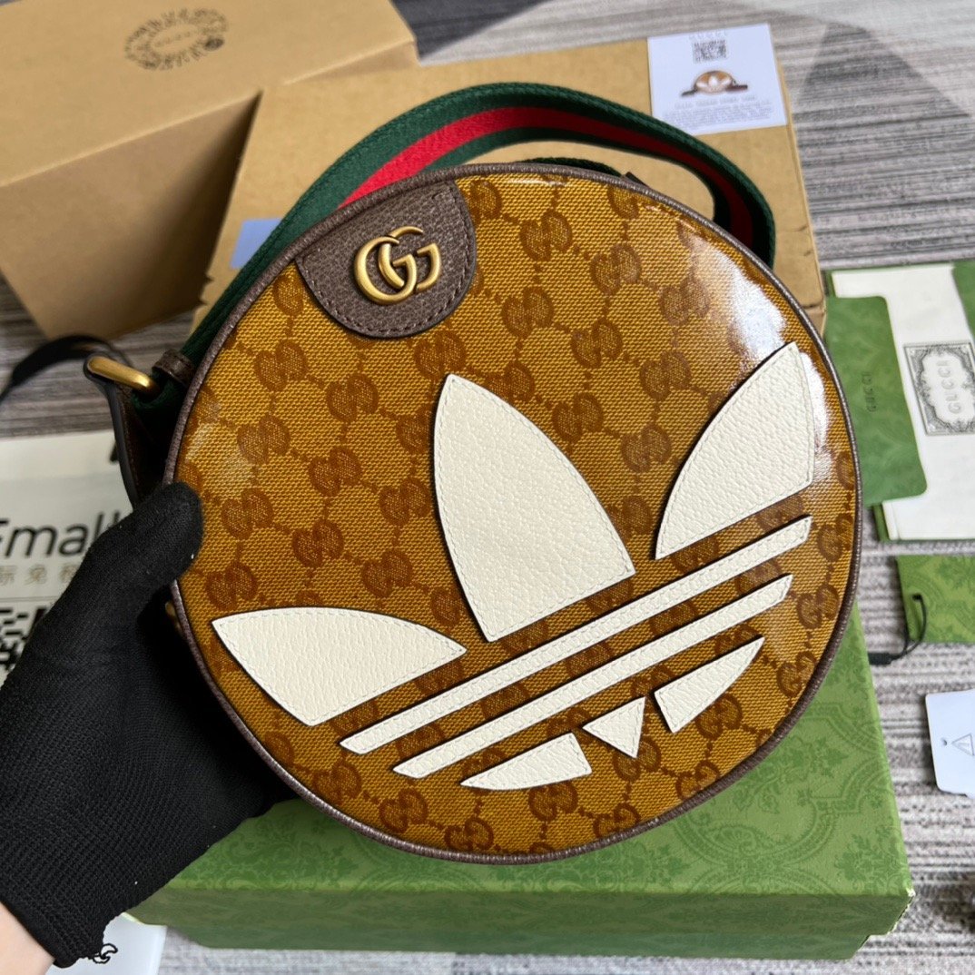 gg x Adidas Ophidia Small Shoulder Bag Brown For Women, Women’s Bags 8.6in/22cm gg 702640 UVSKT 7268