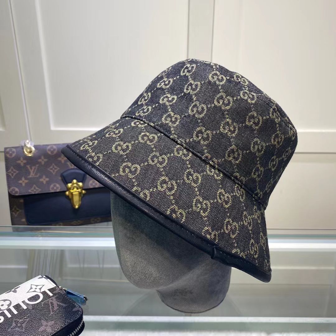 GG GG SUPREME DENIM BUCKET HAT BLACK