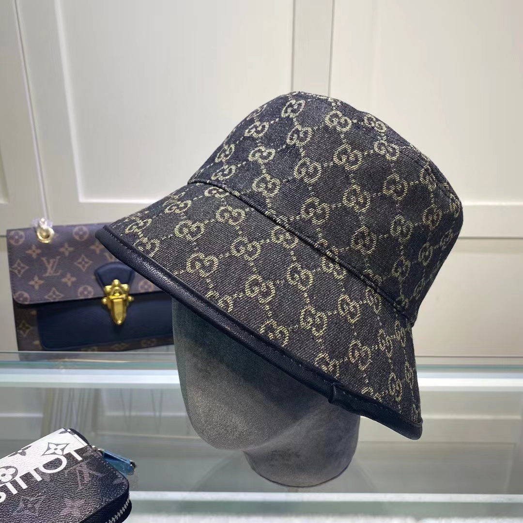 GG GG SUPREME DENIM BUCKET HAT BLACK