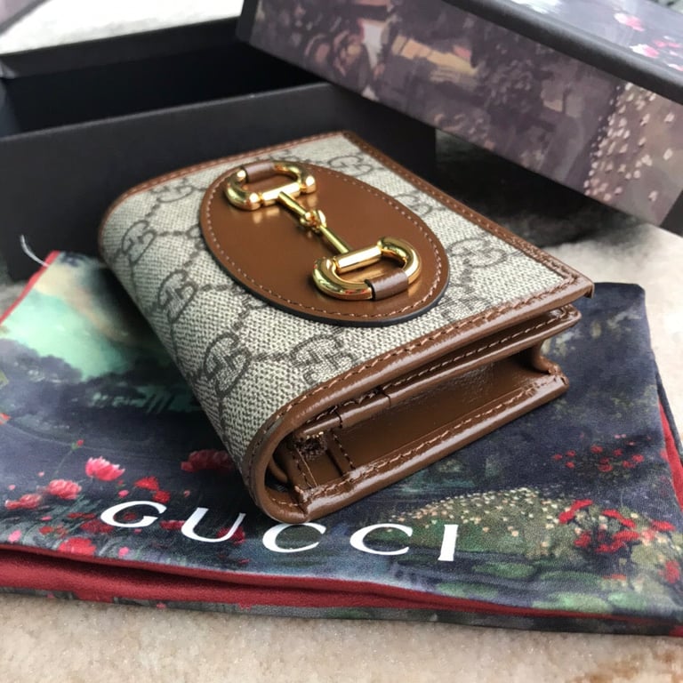 GG HORSEBIT 1955 CARD CASE WALLET 11CM BROWN 621887 92TCG 8563