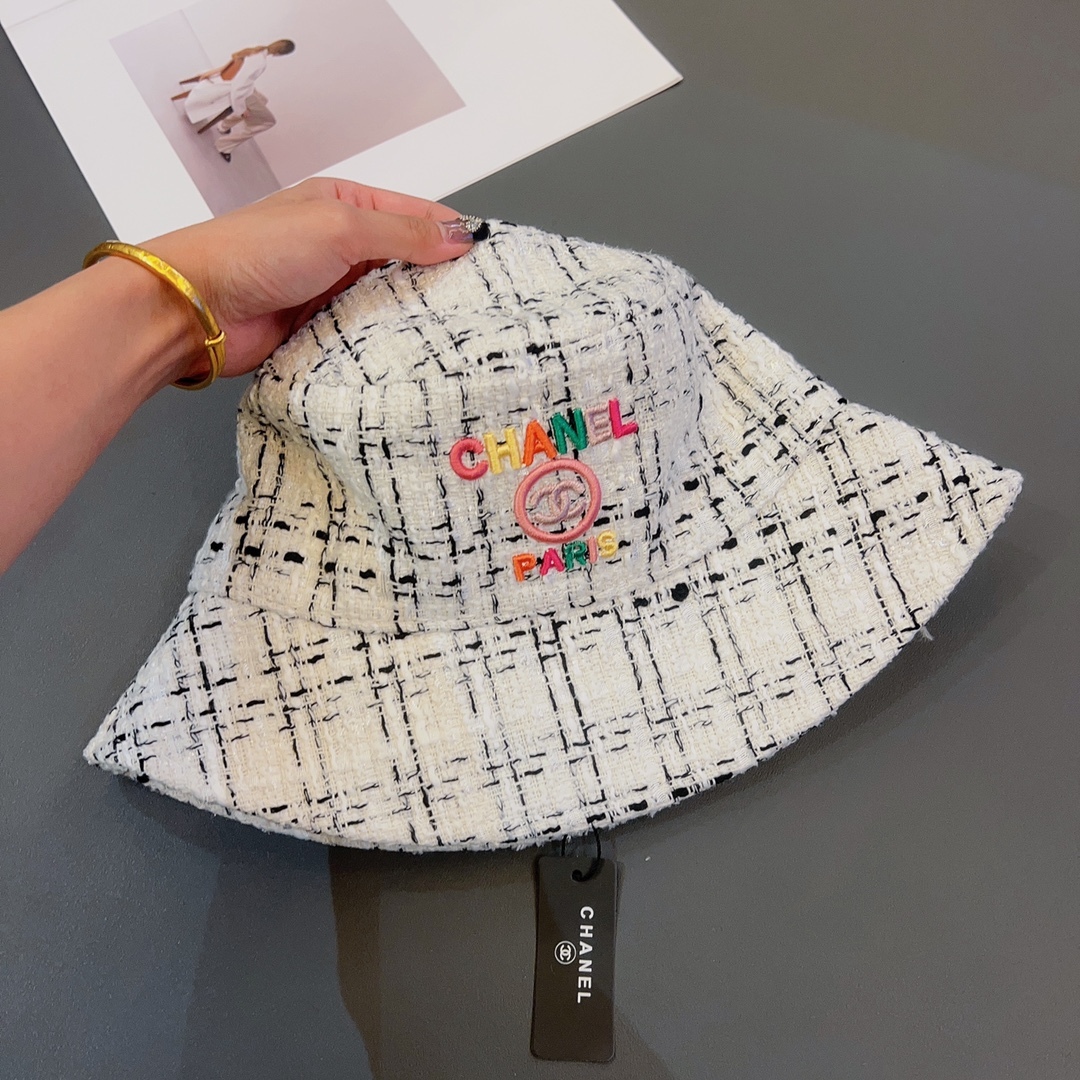 CC FANTASY TWEED MULTICOLOR LOGO BUCKET HAT WHITE