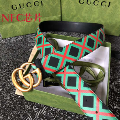 GG DOUBLE G CROSS PRINT BELT 3.8CM