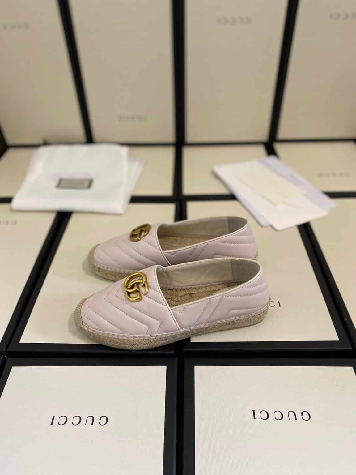 GG WHITE LEATHER ESPADRILLE WITH DOUBLE G