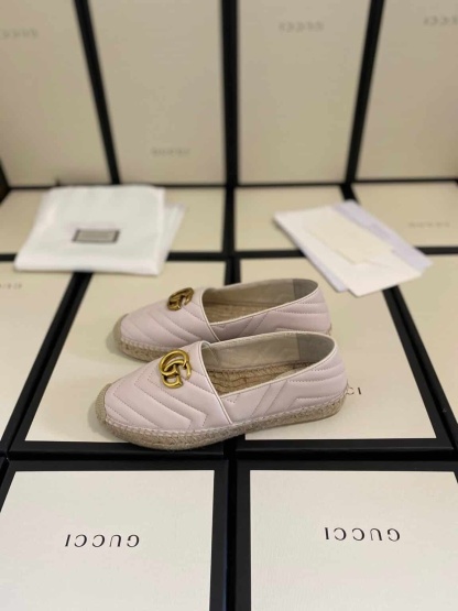 GG WHITE LEATHER ESPADRILLE WITH DOUBLE G