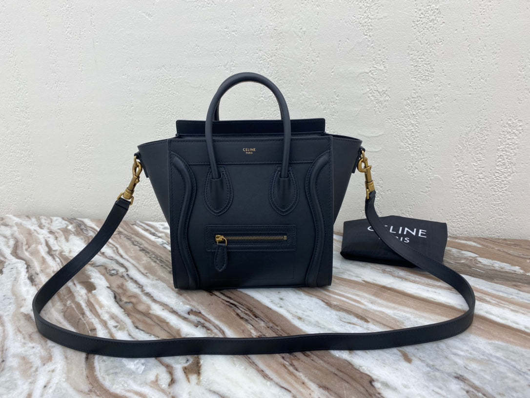 CE Nano LuGucciage Bag In Drummed Dark Blue For Women 8in/20cm 