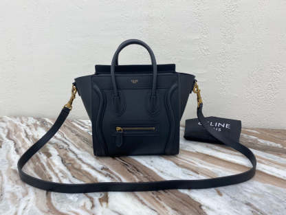 CE Nano LuGucciage Bag In Drummed Dark Blue For Women 8in/20cm 