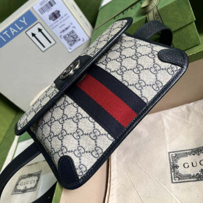 gg Ophidia Belt Bag Beige And Blue gg Supreme Canvas For Men 9in/22cm gg 674081 96IWN 4076