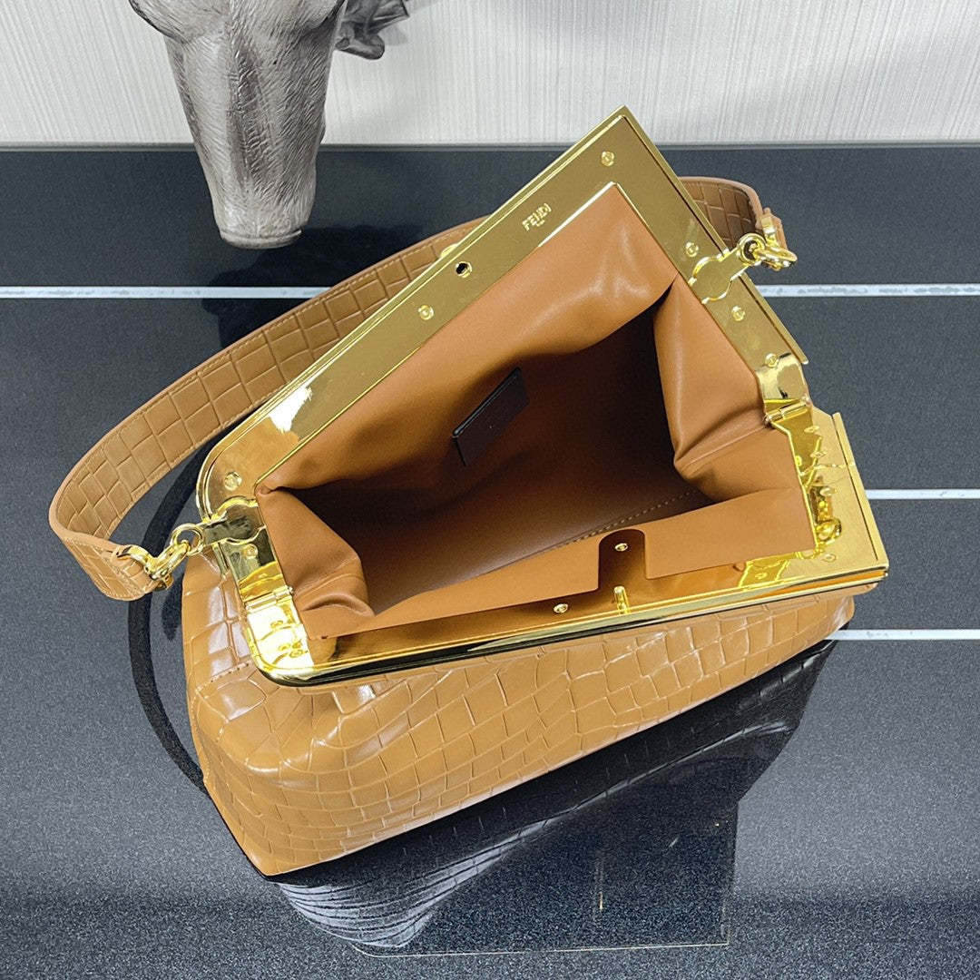 FI First Medium Brown Crocodile Bag For Woman 32.5cm/13in