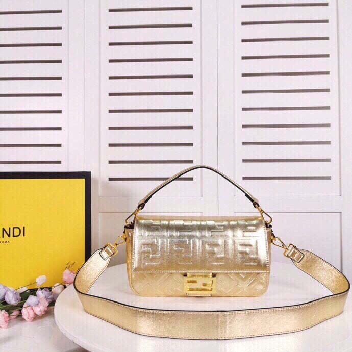 FI Baguette Chain Midi Medium Gold Bag For Woman 26cm/10in