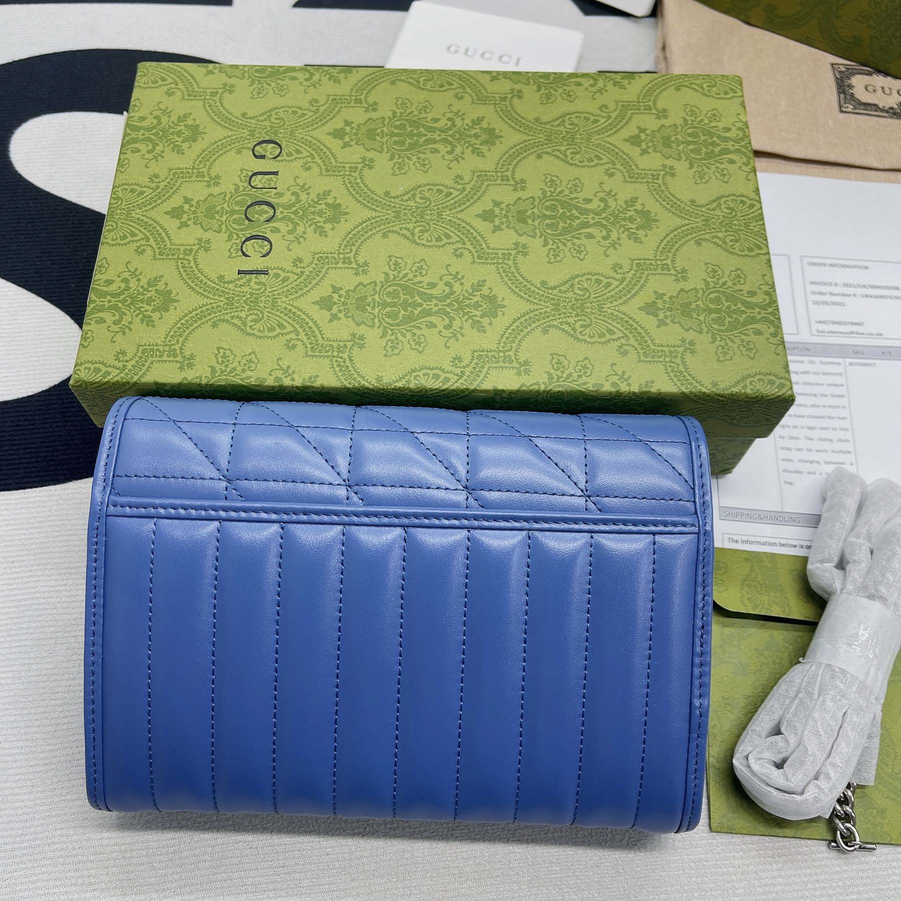 gg Marmont Super Mini Bag Blue For Women, Women’s Bags 6.2in/17cm gg 476433 DTD5F 4340