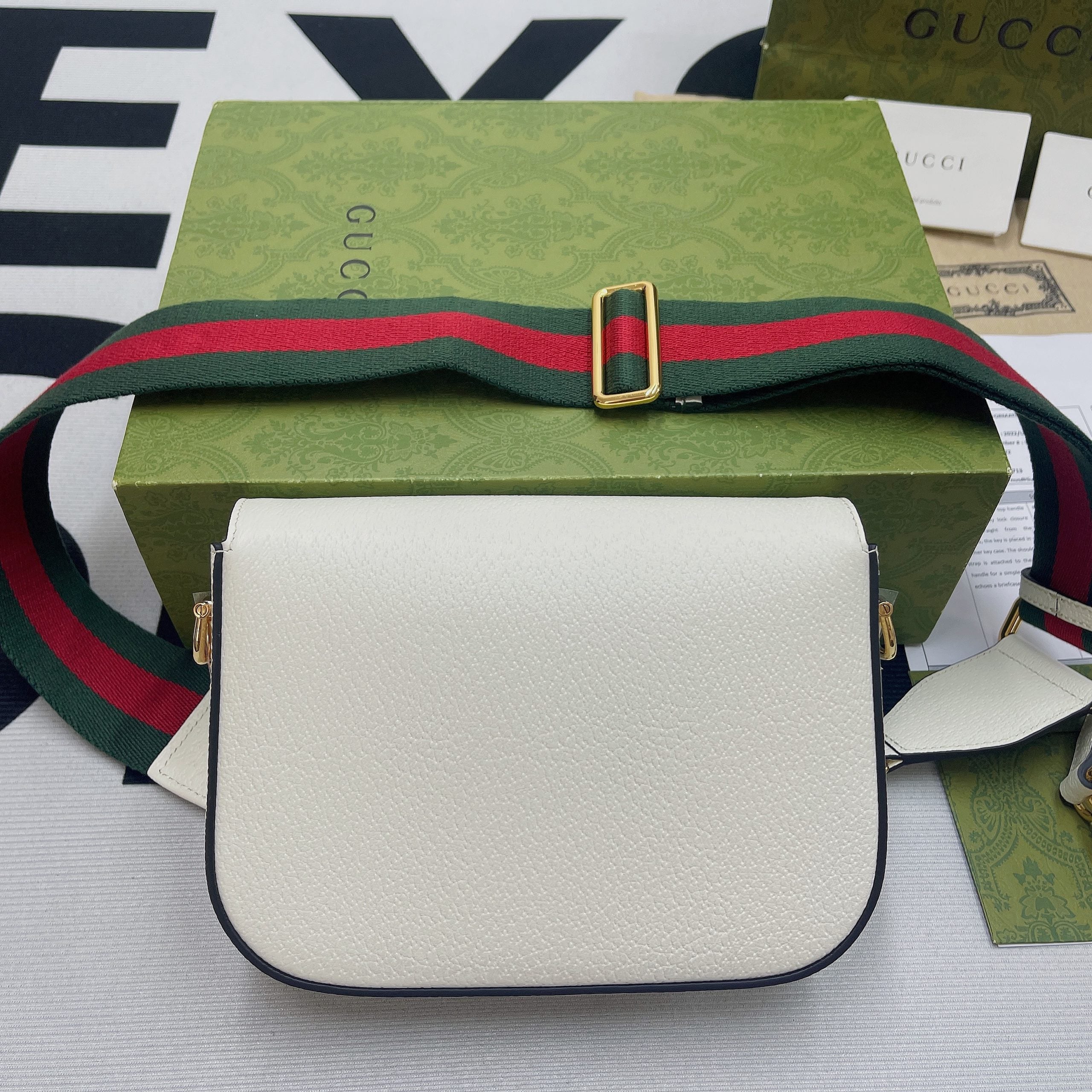 gg x Adidas Horsebit 1955 Mini Bag White For Women, Women&#8217;s Bags 8.1in/21cm gg 658574 U3ZDG 8727